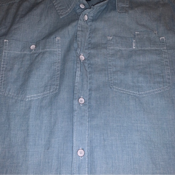 Boy's Size 12 First Wave Denim Blue Red White Striped Button Down Shirt Top EUC - Picture 6 of 7